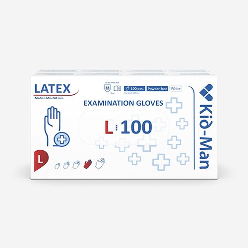 Lateksinės pirštinės KID-MAN, L dyd., 100 vnt.