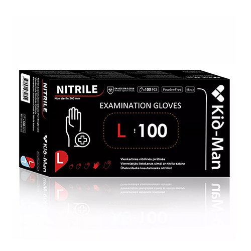 Nitrilinės pirštinės KID-MAN, L dyd., 100 vnt.