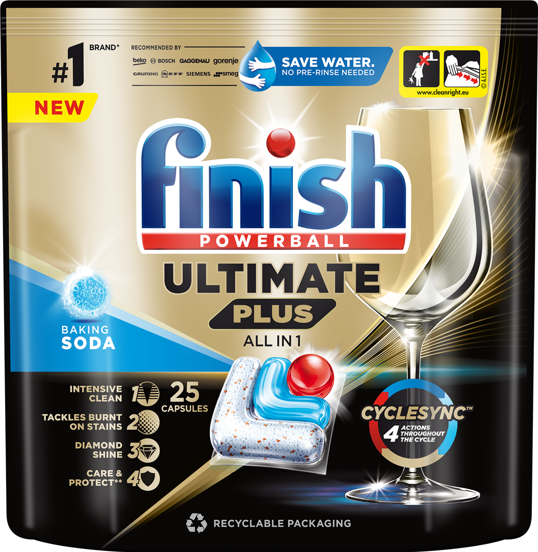 Indaplovių kapsulės FINISH B.Soda Allin1 Ultimate Plus 25vnt