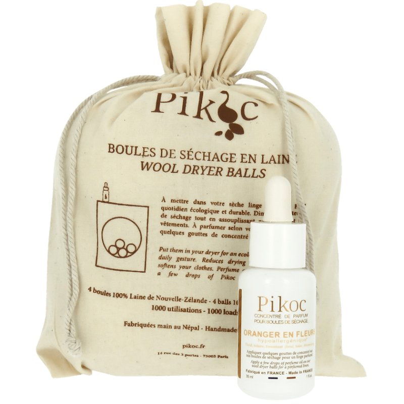 Džiovyklės kamuolių komplektas ORANGER EN FLEURS Pikoc 4vnt + 30ml aromatinis aliejus