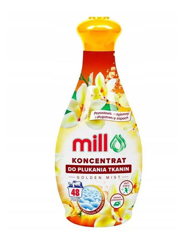 MILL Audinių minkštiklio koncentratas GOLDEN MIST 1,3 l, 48 skalbimai