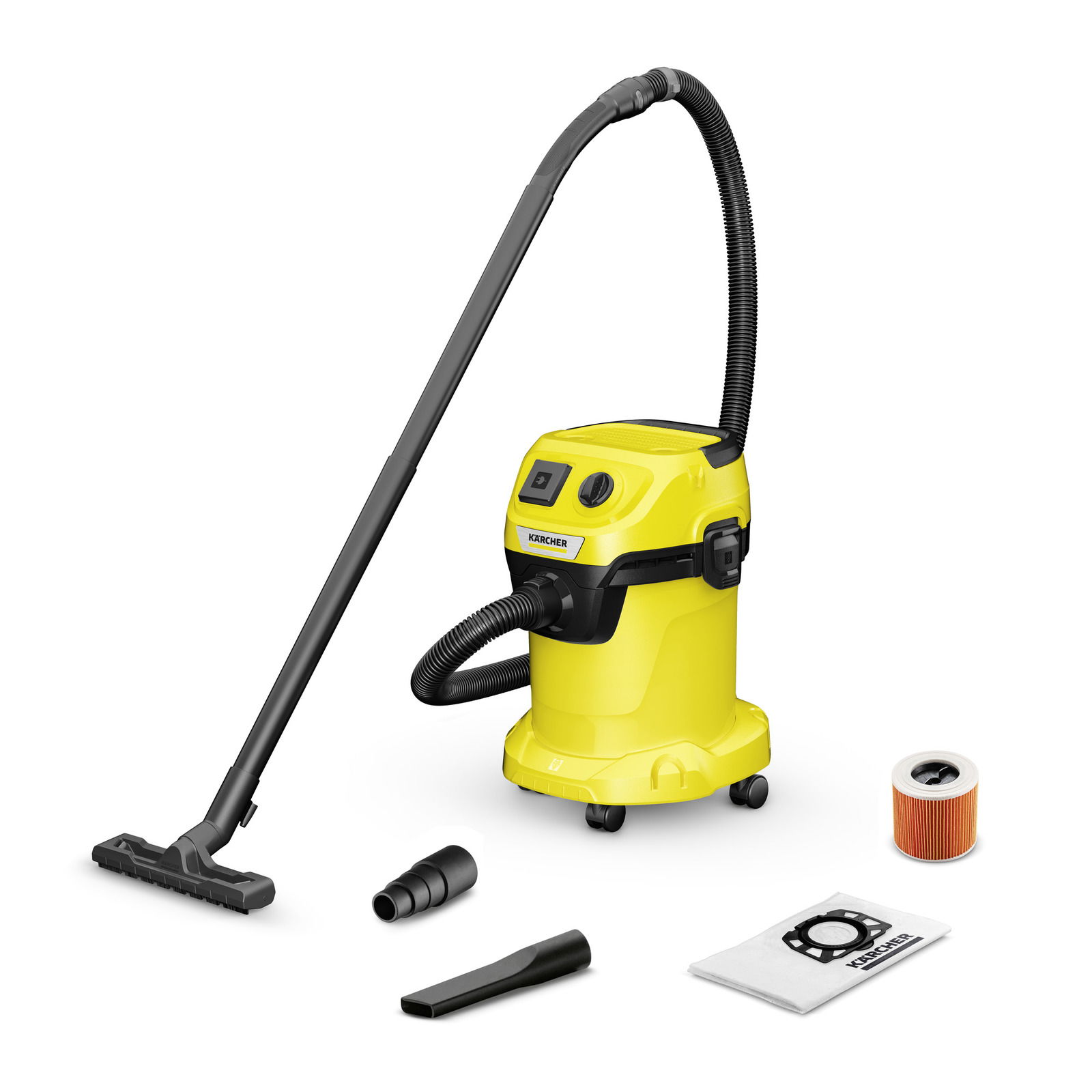 Sauso ir drėgno valymo dulkių siurblys KARCHER WD 3 P V-17/4/20, 1000 W, 17 l