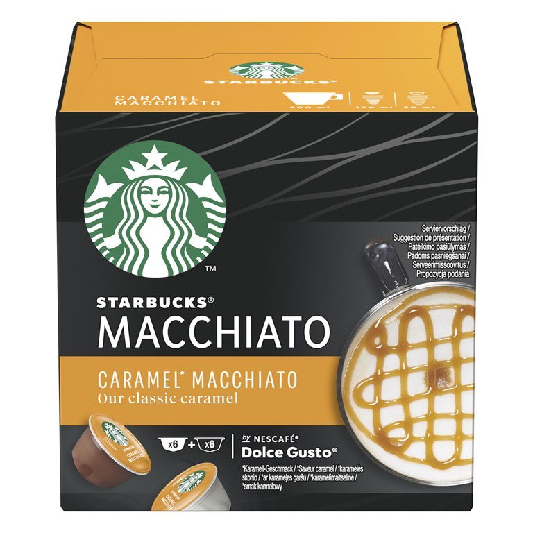 Kavos kapsulės STARBUCKS Dolce Gusto Caramel Macchiato, 12 kapsulių, 127,8 g