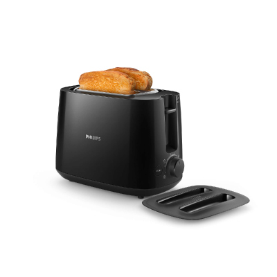 Philips Daily Collection Toaster HD2582/90 8 settings Integrated bun warming rack Compact design Dust cover|HD2582/90