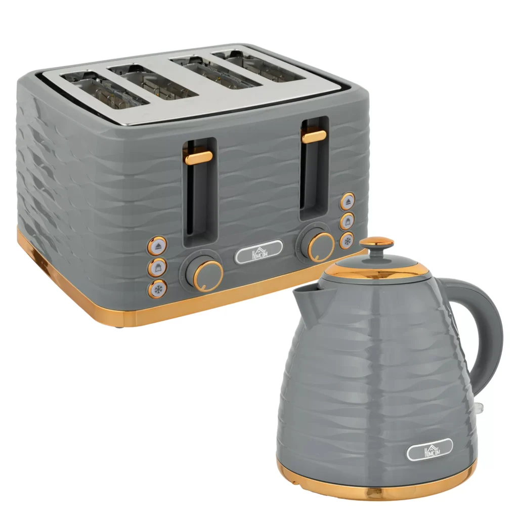 Arbatinuko ir skrudintuvo rinkinys su 1,5 l virduliu, 4 riekelių skrudintuvu, 3000 W, pilkas