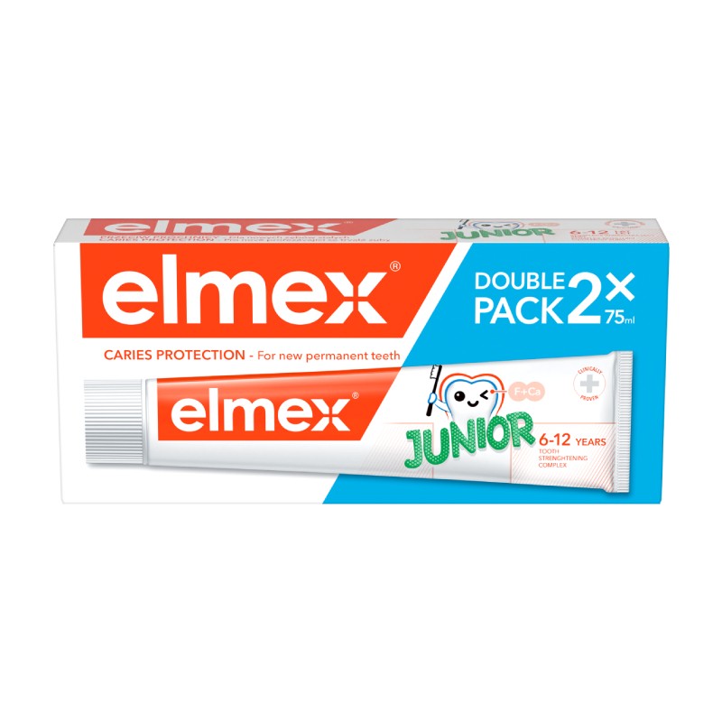 ELMEX Junior dantų pasta 6-12 metų 75 ml 1+1 rinkinys