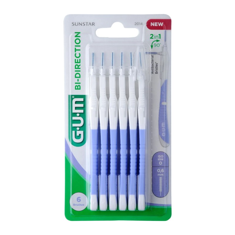 GUM Bi-Direction 0.6 mm tarpdančių šepetėliai N6