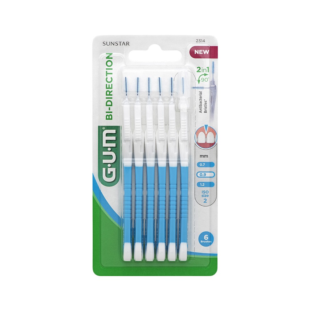 GUM Bi-Direction 0.9 mm tarpdančių šepetėliai N6