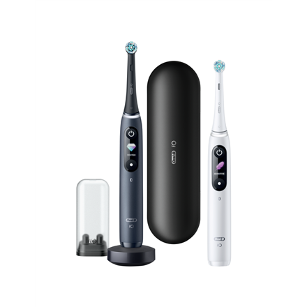 Oral-B | Electric Toothbrush | iO8 Series Duo | Rechargeable | For adults | Number of brush heads included 2 | Number of teeth brushing modes 6 | Black Onyx/White|iO8 Duo Black Onyx/White