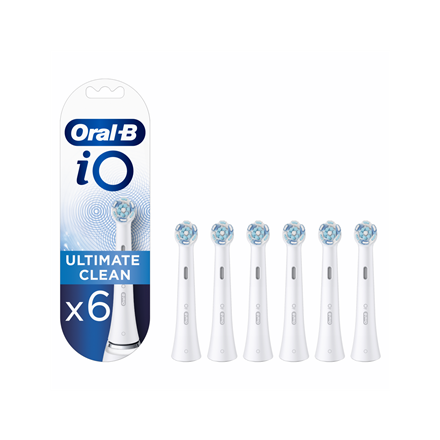 Oral-B | Toothbrush replacement | iO Ultimate Clean | Heads | For adults | Number of brush heads included 6 | Number of teeth brushing modes Does not apply | White|iO Refill Ultimate White