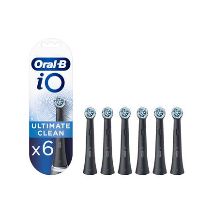 Oral-B | Toothbrush replacement | iO Ultimate Clean | Heads | For adults | Number of brush heads included 6 | Number of teeth brushing modes Does not apply | Black|iO Refill Ultimate Black