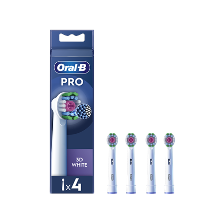 Oral-B | Replaceable toothbrush heads | EB18-4 3D White Pro | Heads | For adults | Number of brush heads included 4 | White|EB18-4