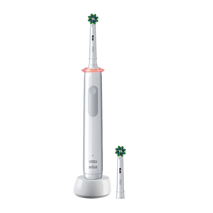 Oral-B Electric Toothbrush | Pro 3 3000 Cross Action | Rechargeable | For adults | Number of brush heads included 2 | Number of teeth brushing modes 3 | White|Pro3 3000 White