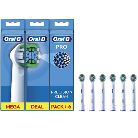 Oral-B | Precision Clean Brush Set | EB20RX-6 | Heads | For adults | Number of brush heads included 6 | White|EB20RX-6