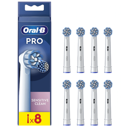 Oral-B | Replaceable toothbrush heads | EB60X-8 Sensitive Clean Pro | Heads | For adults | Number of brush heads included 8 | White|EB60X-8