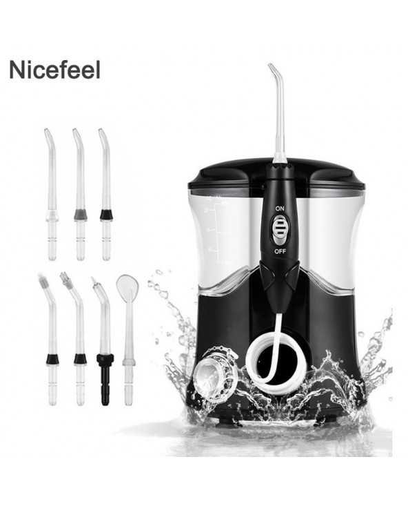 Nicefeel Oral Irrigator Water Pulse Flosser Dental Jet Dantų Valiklis Hydro Jet Su 600 ml vandens bakeliu ir 7 purkštukų dantų