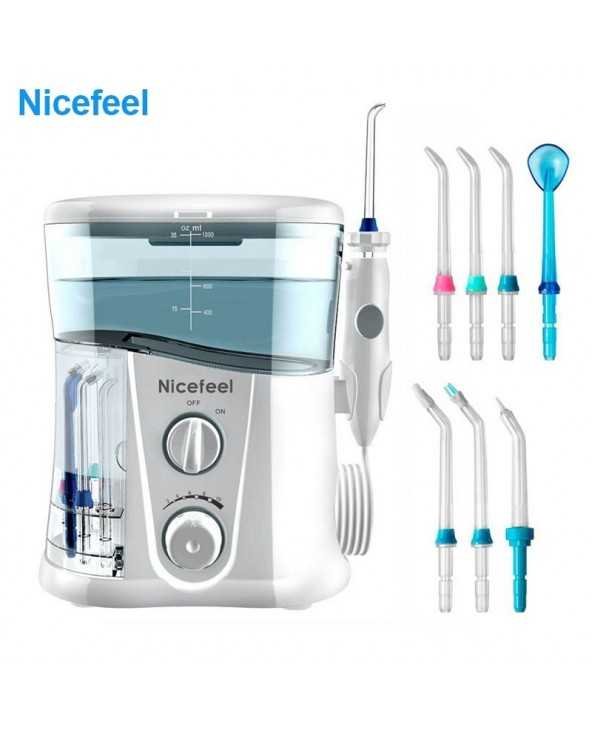 Nicefeel 1000 ml elektrinis burnos irrigatorius dantų valiklis Care Dental Flosser SPA vandens siūlas su reguliuojamu slėgiu+ 7