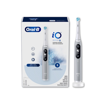 Oral-B | Toothbrush | iO Series 6 | Rechargeable | For adults | Number of brush heads included 1 | Number of teeth brushing modes 5 | Grey Opal|iO6 Grey Opal