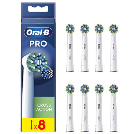 Dantų šepetėlio antgaliai ORAL-B, EB50-8 Cross Action Pro, 8 vnt., balti