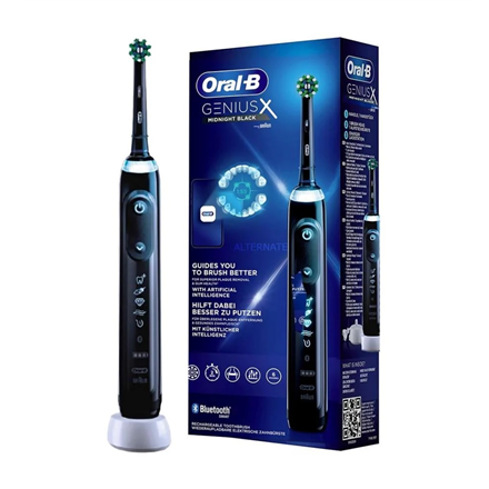 Oral-B | Electric Toothbrush | Genius X | Rechargeable | For adults | Number of brush heads included 1 | Number of teeth brushing modes 6 | Midnight Black|Genius X Midnight Black