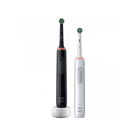 Oral-B | Electric Toothbrush | Pro3 3900 Cross Action | Rechargeable | For adults | Number of brush heads included 2 | Number of teeth brushing modes 3 | Black and White|Pro3 3900