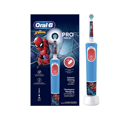 Oral-B | Electric Toothbrush | Vitality PRO Kids Spiderman | Rechargeable | For kids | Number of brush heads included 1 | Number of teeth brushing modes 2|Vitality Pro Spiderman