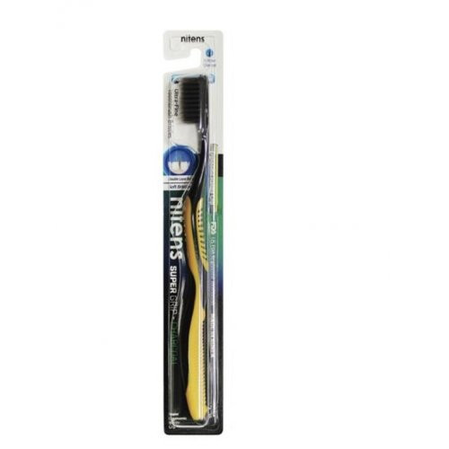 Dental Care Nitens Soft Charcoal Dantų šepetėlis su anglimi, Yellow
