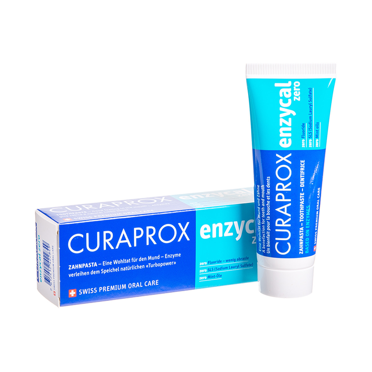 CURAPROX ENZYCAL ZERO, dantų pasta su fermentais be fluoro, 75 ml
