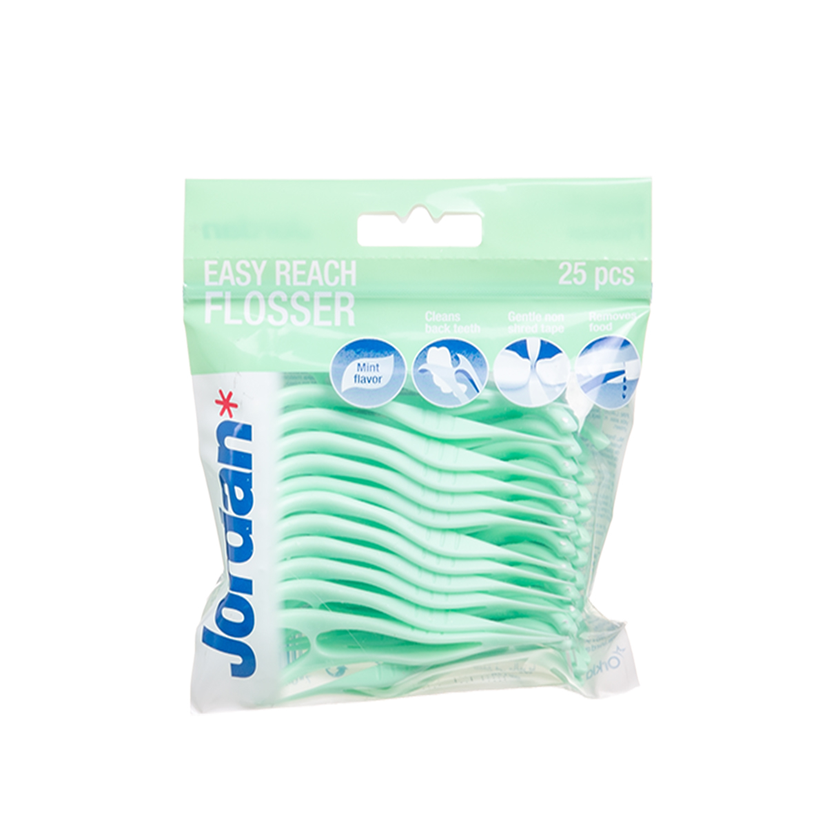 JORDAN EASY REACH FLOSSER, dantų siūlas, mėtinis, 25 vnt.