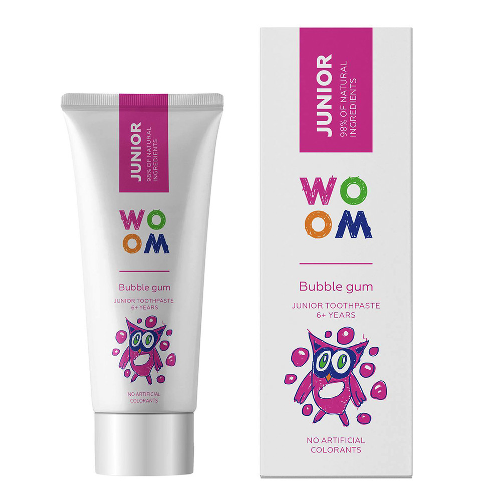 WOOM JUNIOR BUBBLE GUM, dantų pasta vaikams nuo 6 metų, 50 ml