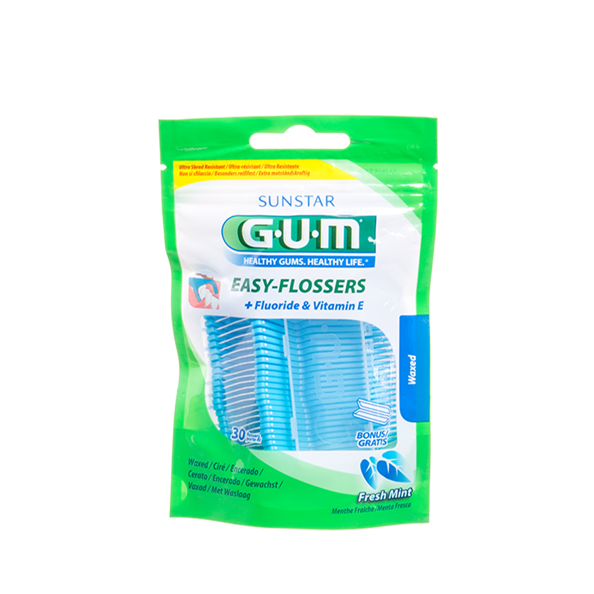 GUM EASY FLOSSERS, dantų siūlas, 30 vnt.