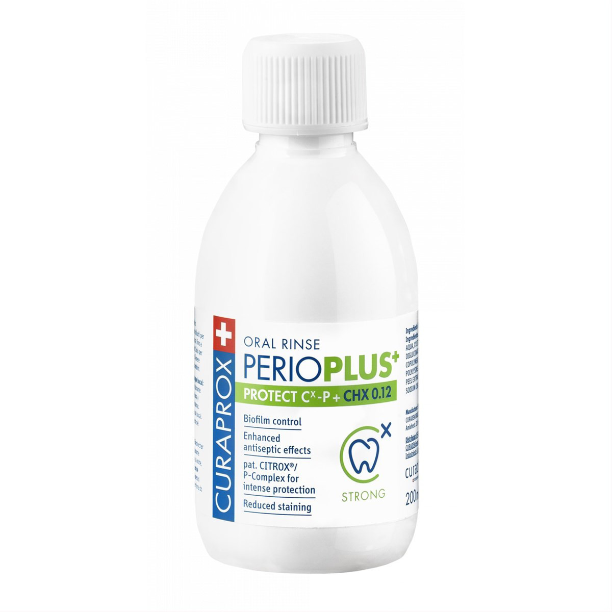 CURAPROX PERIOPLUS+, burnos skalavimo skystis su 0,12 % chlorheksidino, 200 ml