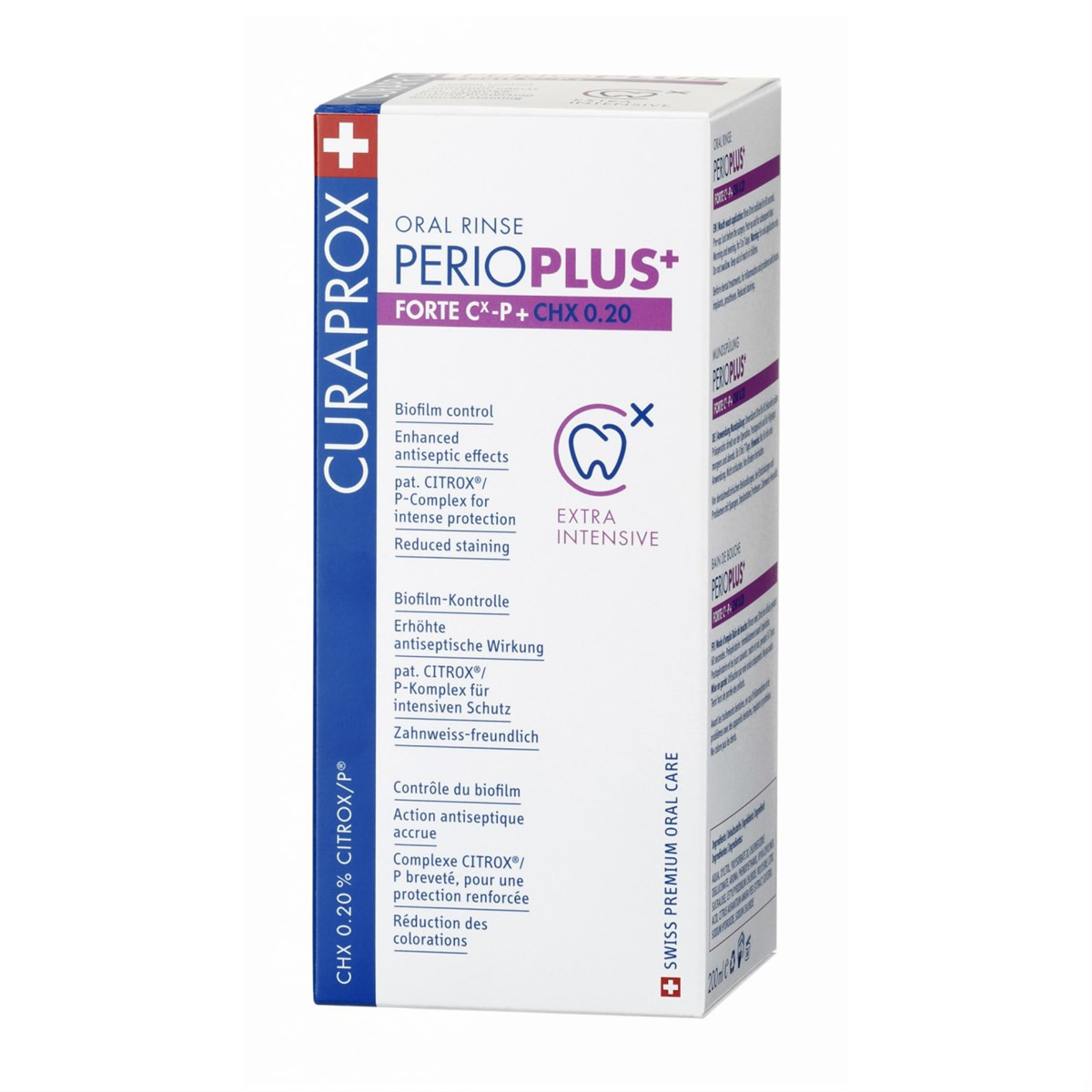 CURAPROX PERIOPLUS+, burnos skalavimo skystis su 0,20 % chlorheksidino, 200 ml