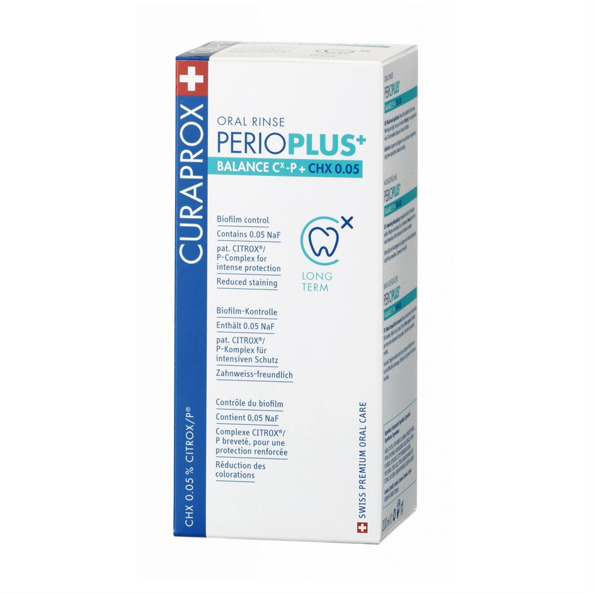 CURAPROX PERIOPLUS+, burnos skalavimo skystis su 0,05 % chlorheksidino, 200 ml