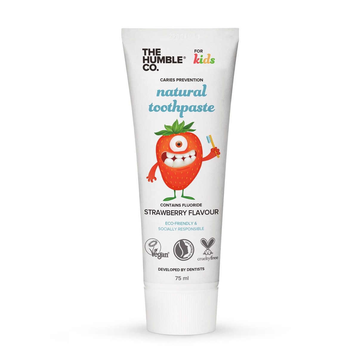 HUMBLE KIDS STRAWBERRY, dantų pasta su flouru, 75 ml