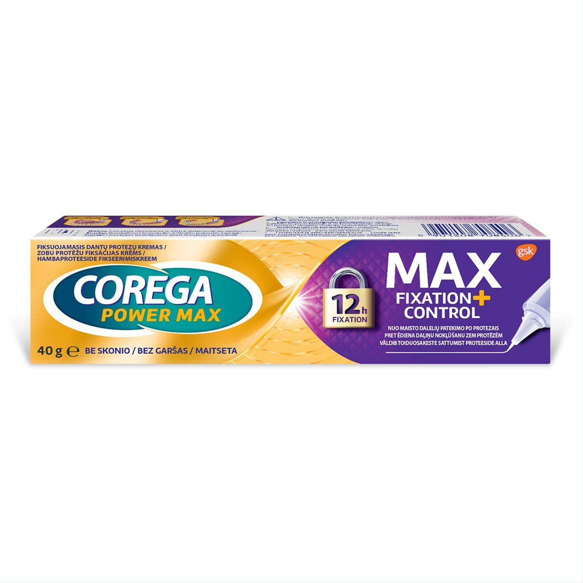 COREGA MAX CONTROL FIXATIVE CREAM, fiksuojamasis dantų protezų kremas, 40 g