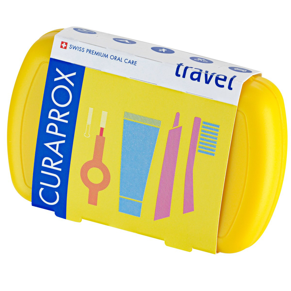 CURAPROX TRAVEL SET, kelioninis rinkinys, geltonas