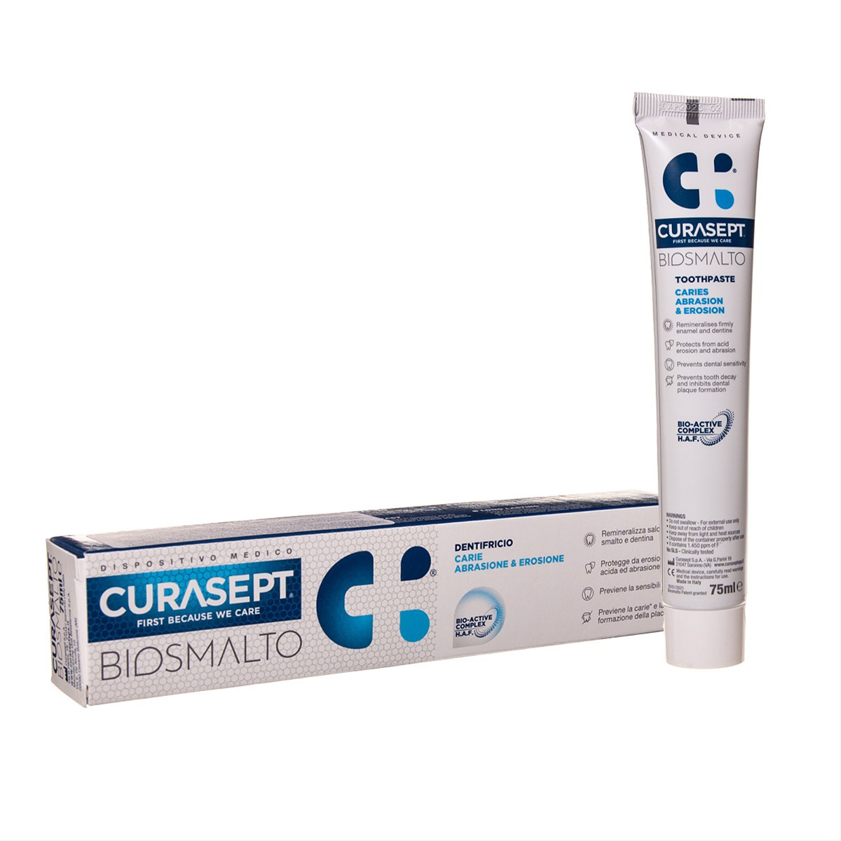 CURASEPT BIOSMALTO CARIES ABRASION AND EROSIONS, dantų pasta, 75 ml