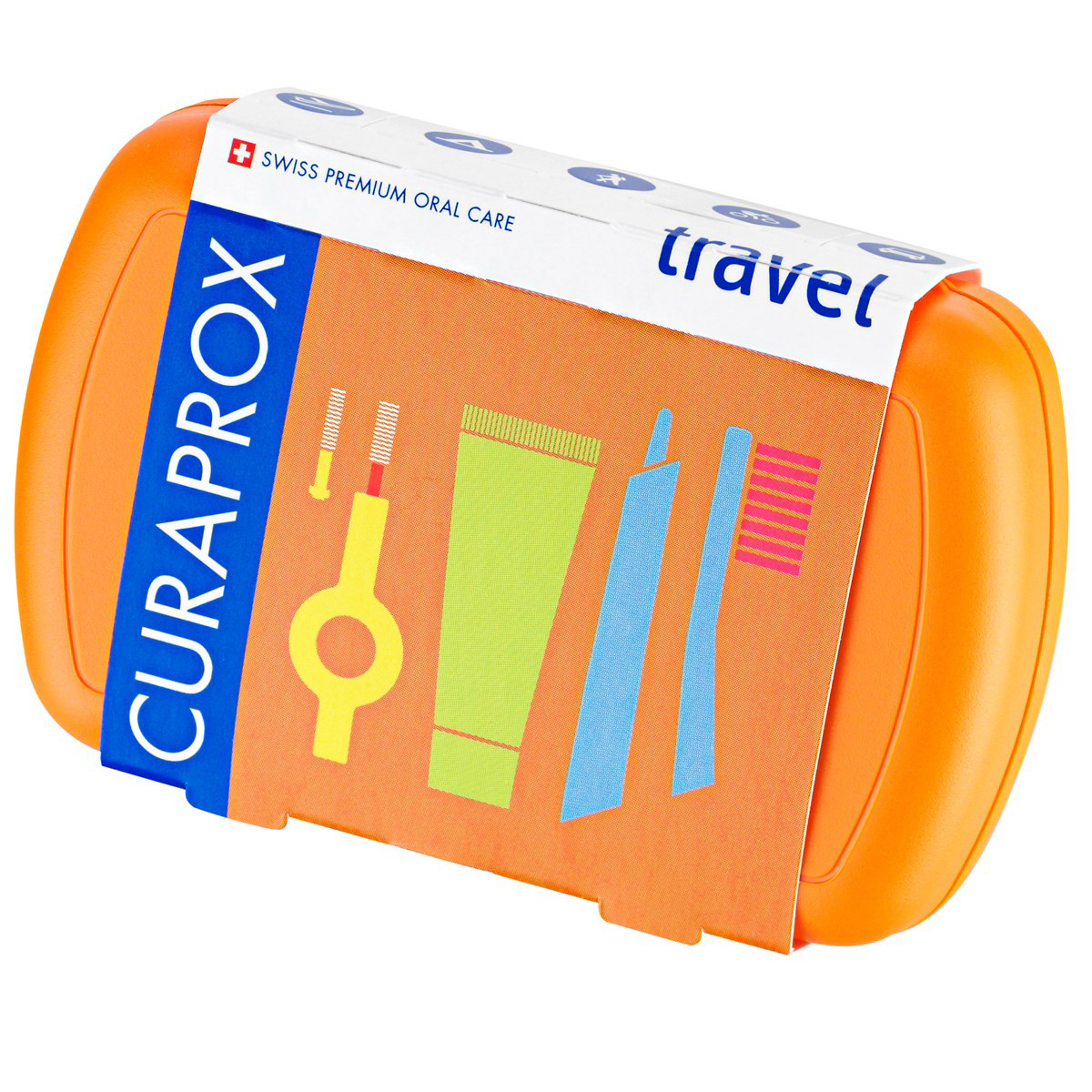 CURAPROX TRAVEL SET, kelioninis rinkinys, oranžinis