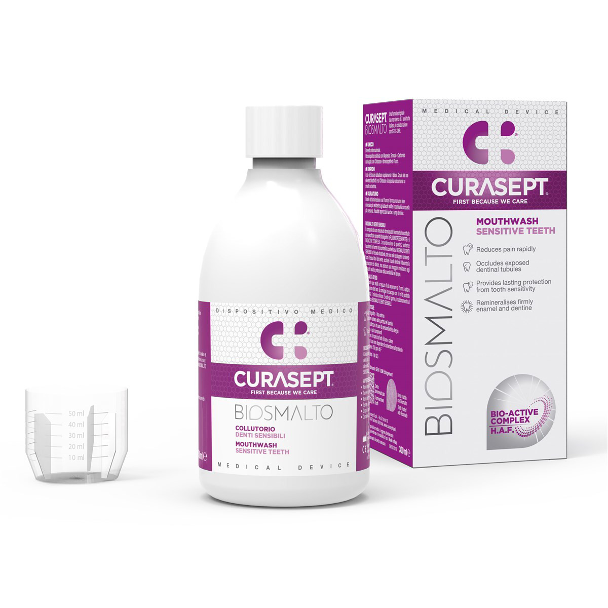 CURASEPT BIOSMALTO SENSITIVE TEETH, skalavimo skystis, 300 ml