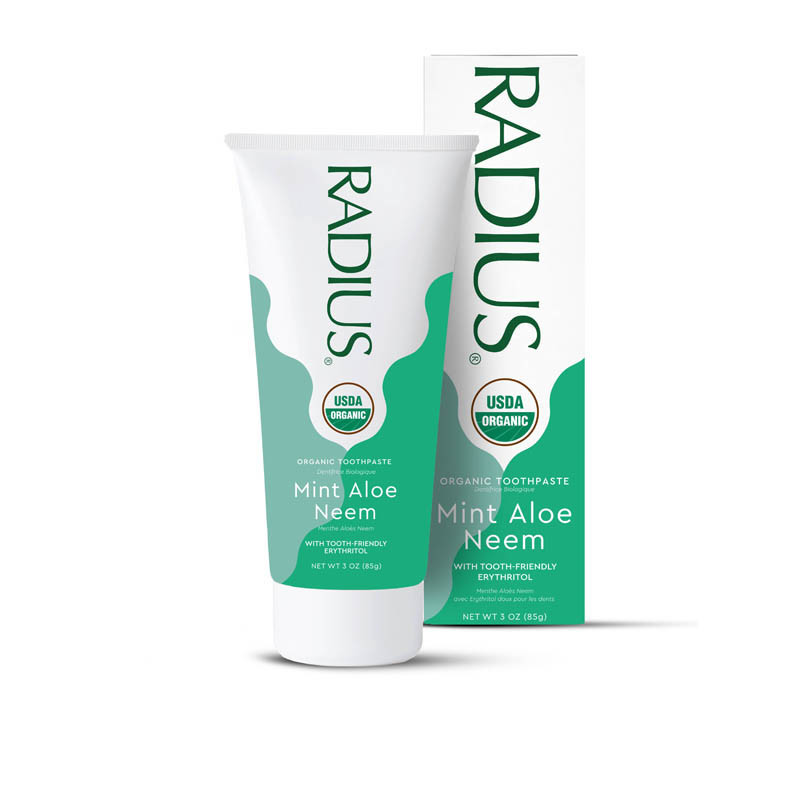 RADIUS MINT ALOE NEEM, ekologiška dantų pasta su mėtom, alijošiumi ir nimbamedžiu, 85 g