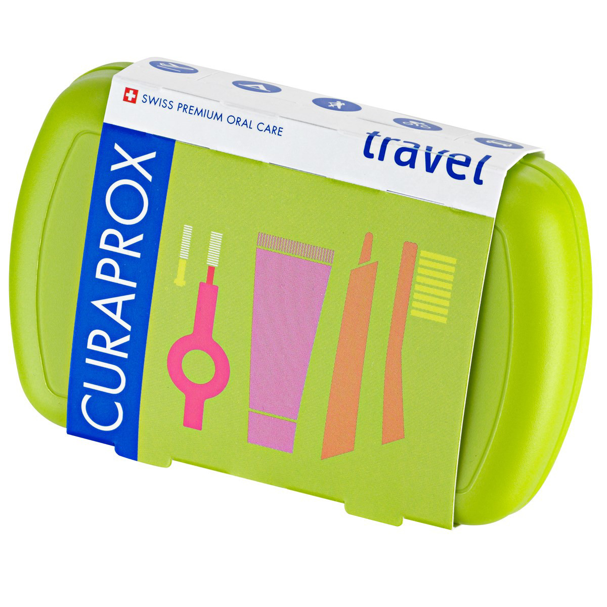 CURAPROX TRAVEL SET, kelioninis rinkinys, žalias