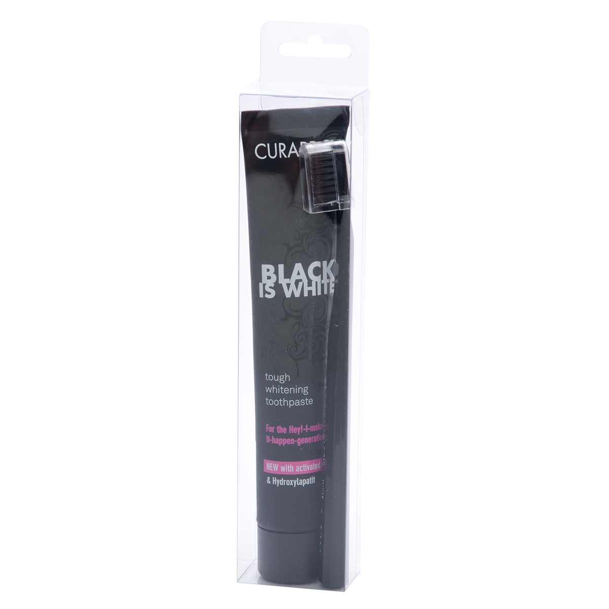CURAPROX BLACK IS WHITE, dantų pasta, balinanti, 90 ml ir šepetėlis CS 5460
