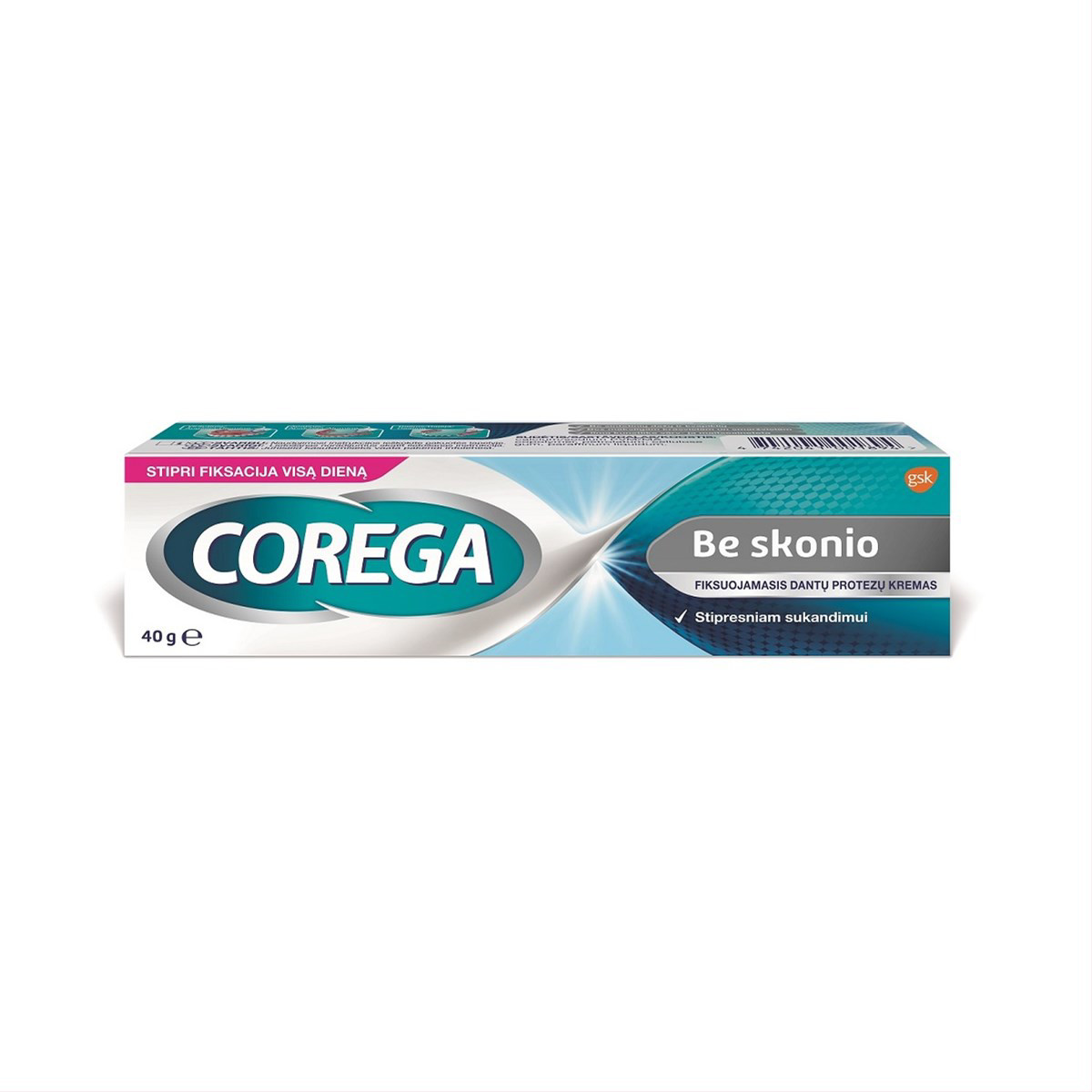 COREGA, fiksuojamasis dantų protezų kremas, be skonio, (stipri fiksacija visą dieną), 40g