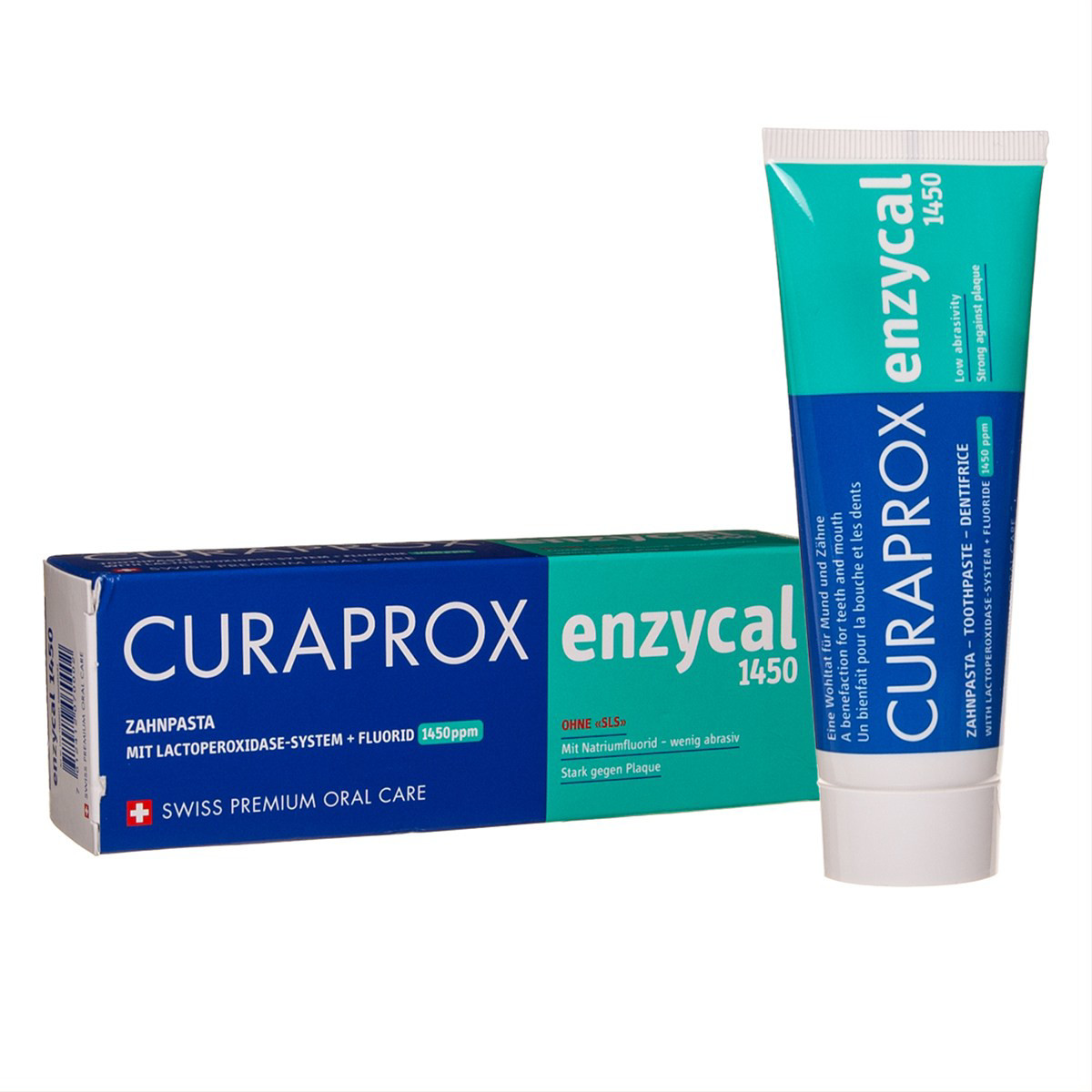 CURAPROX ENZYCAL 1450, dantų pasta su fermentais ėduonies profilaktikai, 75 ml