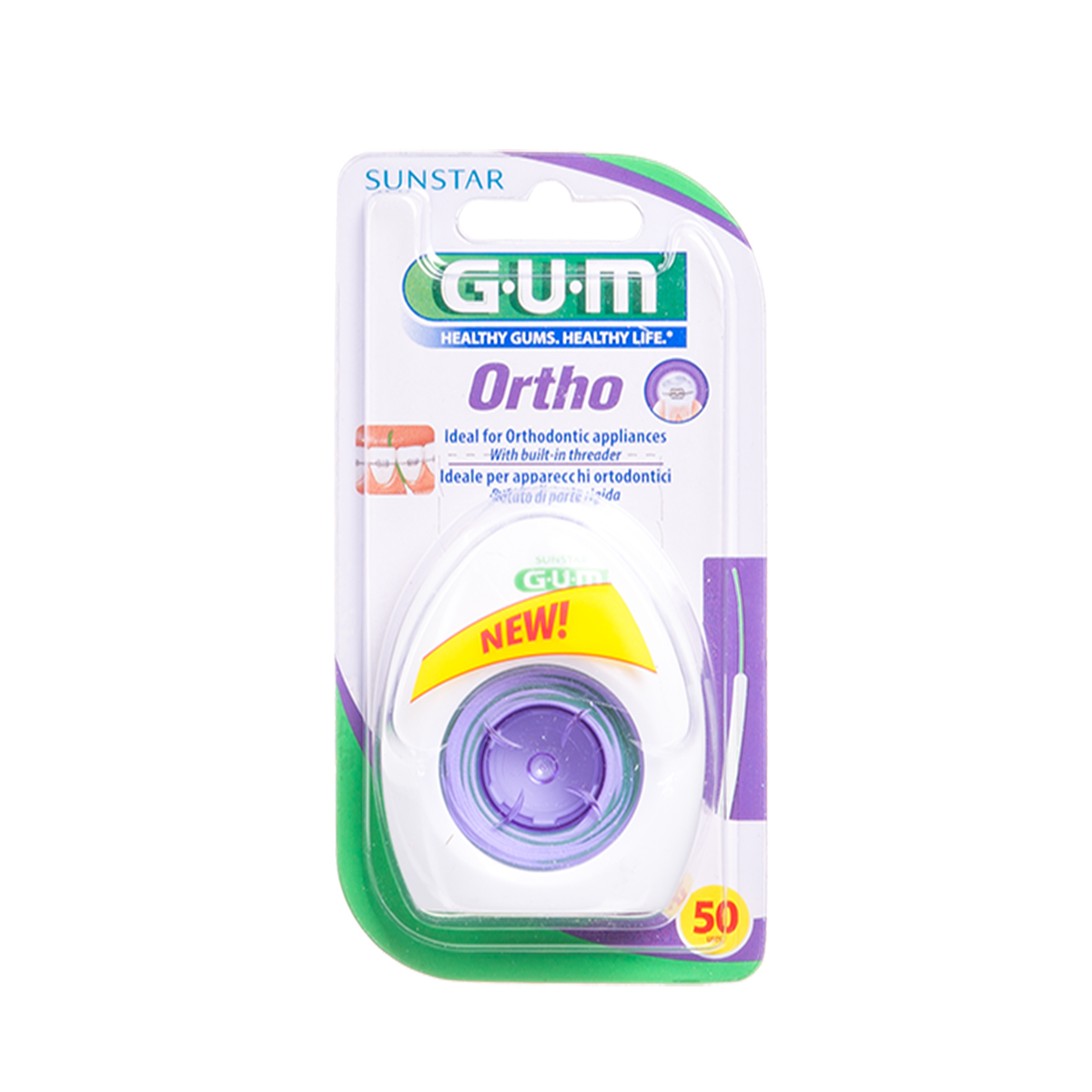 GUM ORTHO, dantų siūlas, 50 vnt.