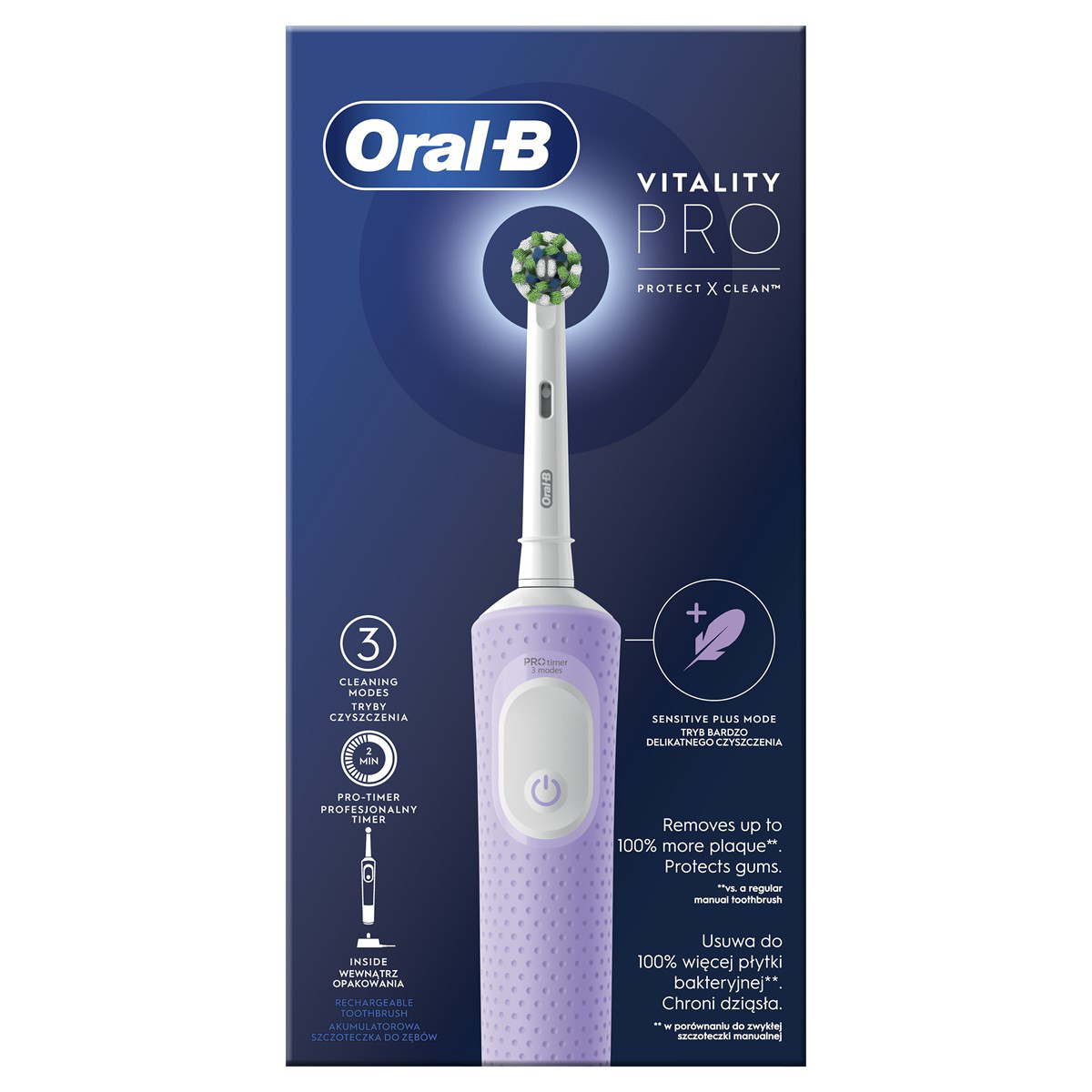 ORAL B POC VITALITY PRO LILAC, Elektrinis dantų šepetėlis
