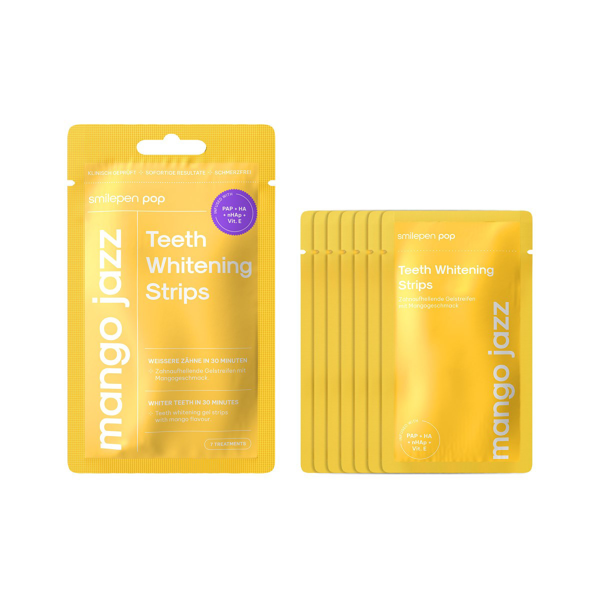 SMILEPEN POP MANGO JAZZ WHITENING STRIPS, balinimo juostelės Smilepen, 7x2 vnt.