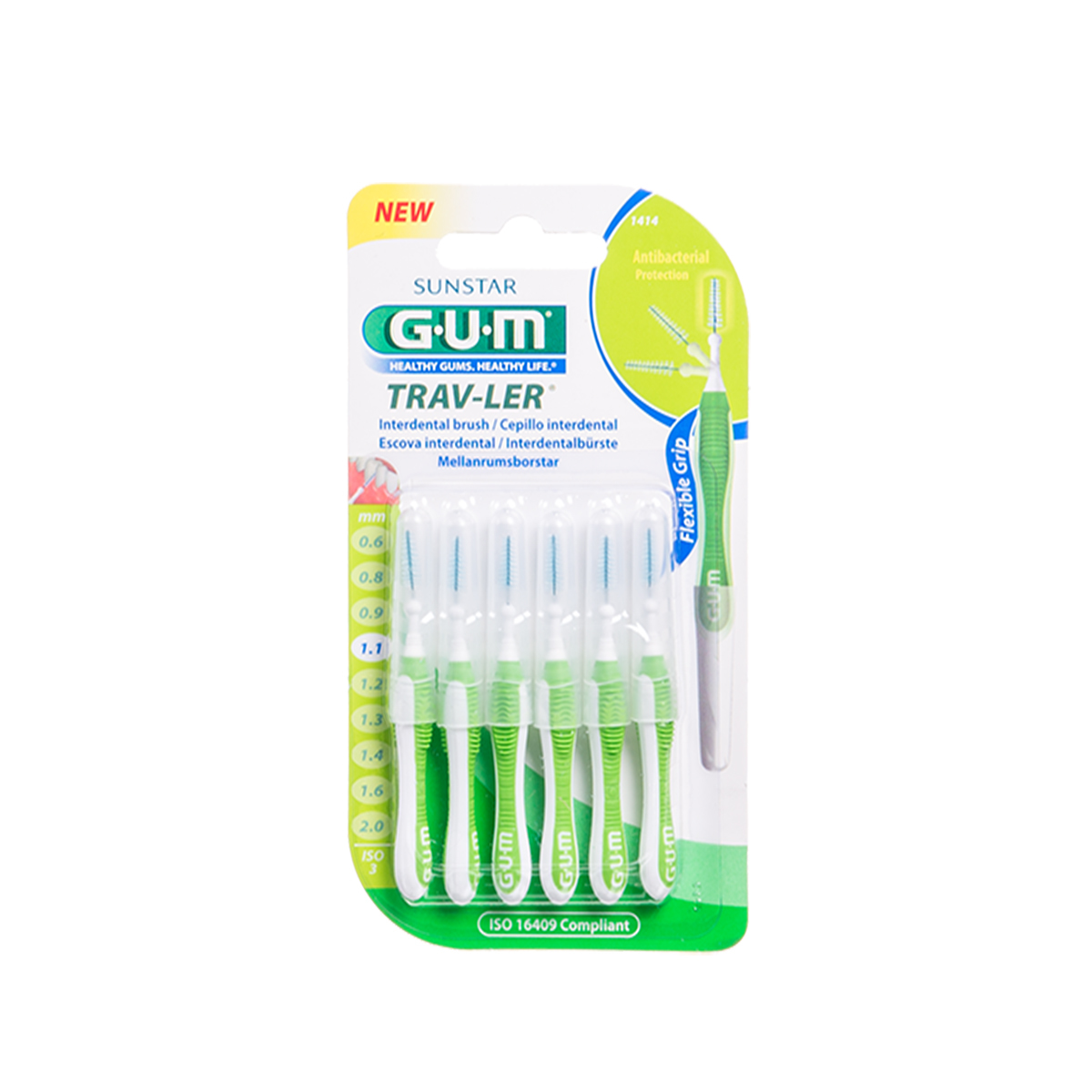 GUM TRAVLER, dantų šepetėlis tarpdančiams, 1,1 mm, 6 vnt.