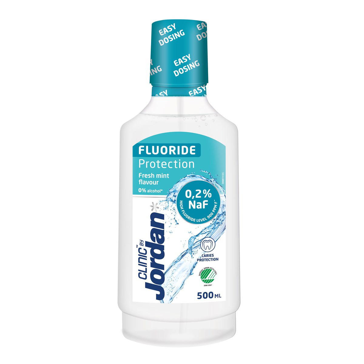 JORDAN CLINIC FLUORIDE PROTECTION, burnos skalavimo skystis, 500ml